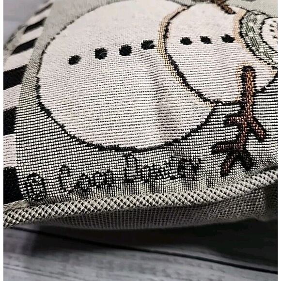 Coco Dowley Tapestry Snowman Winter Christmas Pillow In Excellent Condition - Picture 8 of 16